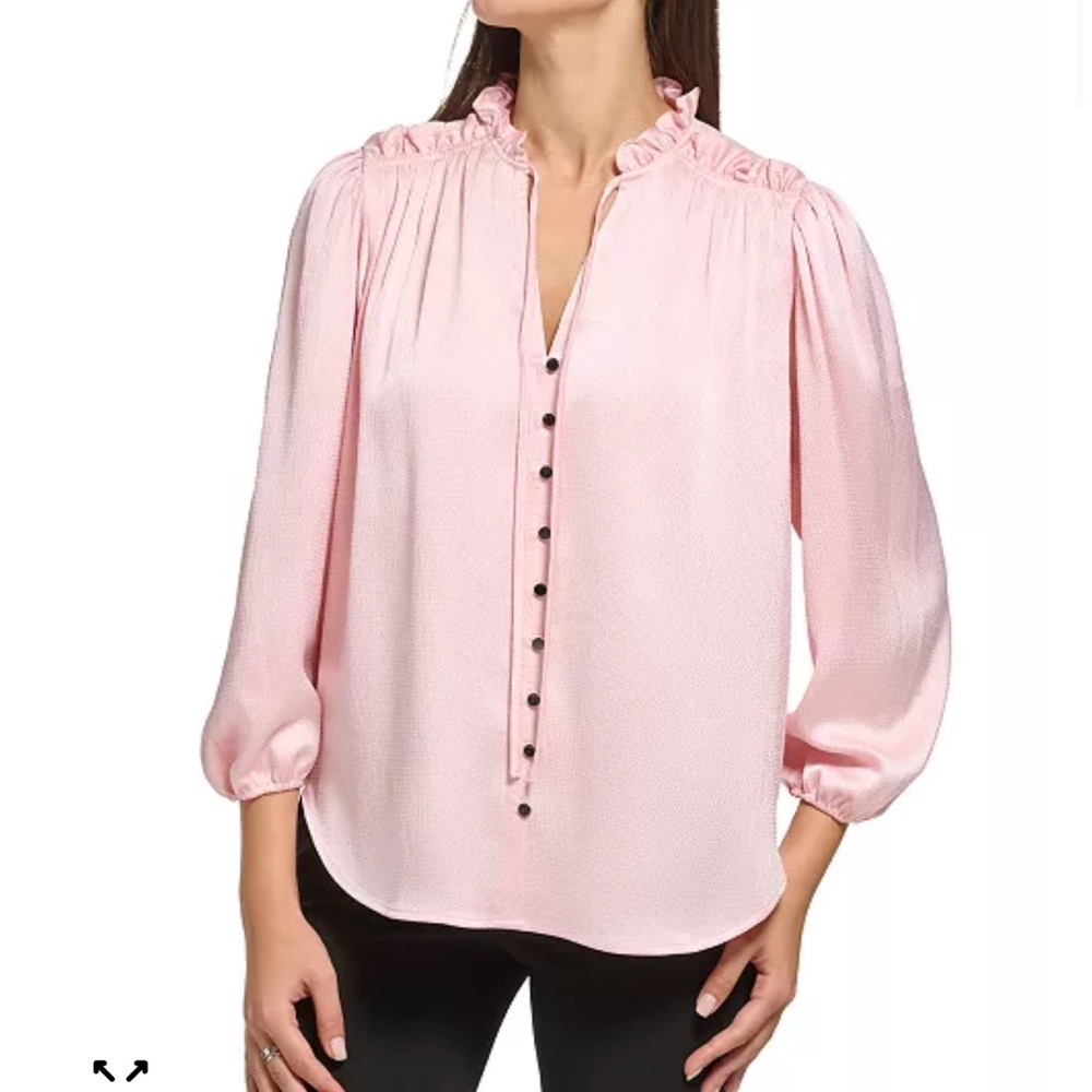 DKNY Light Pink Ruffled Blouse